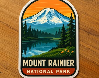 Mount Rainier National Park - Waterproof Vinyl Sticker, UV resistant Decal/Sticker Decal/Vinyl Graphic Nature Decal/Car/Truck/Window/Bumper