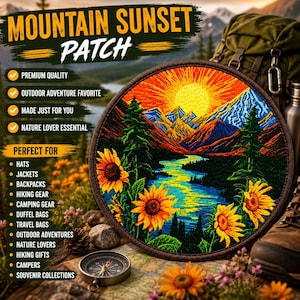 Sunflower Patch – Iron-On Badge Applique for Backpacks, Jacket & Vest, Mountain Patch, Nature Walk Patch, Flower Patch, Wild Animals, Hiking