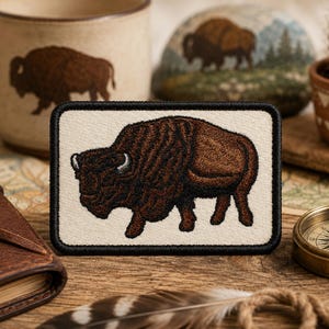 Bison Patch/Iron-on Patch/Wild Animal Badge/Decorative Patch/Nature Lover Gift/Sew-on Patch/DIY Embroidery/Wildlife Patch/Buffalo Patch