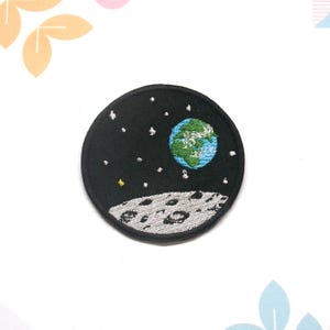 Toppa termoadesiva con vista della Terra dalla Luna, per giacche e zaini, distintivo scientifico, toppa astronauta, stelle, pianeti, galassia