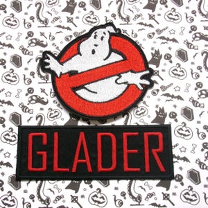 Set of Custom Ghostbusters NAME Tag & No Ghost Logo Iron on PATCH Halloween Costume Embroidered Applique Ghost Buster Uniform