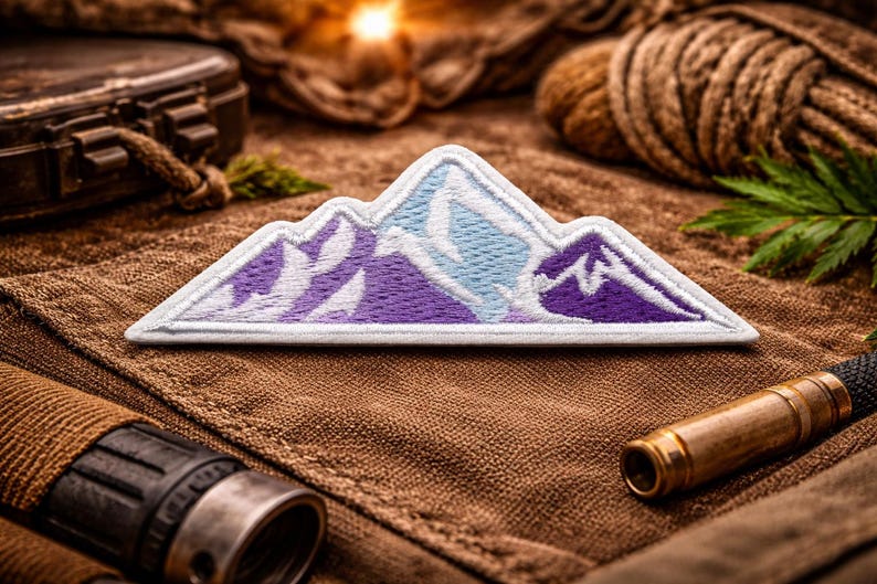 Mountain Patch/Iron-On Patch/Outdoor Adventure, Nature Hiking & Camping/Embroidered Sew-On Applique for Clothing Vest/Jacket Backpacks Gear image 1