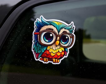 Tie Dye Owl Sticker - Car Truck Window Bumper Graphics, Waterproof Vinyl Sticker, UV resistant Decal Laptop Water Bottle, Nature Wild Animal