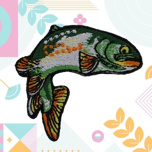 Iron-on Golden Trout Patch 2.5&quot;x2.5&quot;/Fishing Badge/Sew-on Applique/Nature Lover Gift/Wildlife Patch/National Park Patch/Fish Patch/River
