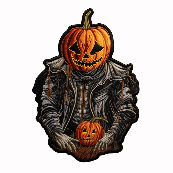 Jack-o-Lantern Patch Iron-on/Sew-on Applique for Backpack Clothing Vest Bag Jacket Hat, King of Pumpkins, Halloween Badge Decorative Costume