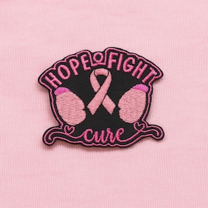 Hope Fight Cure Patch Embroidered Iron-on Support Event Patch for Vest & Backpack, Fundraising Gift, Cause Patch, Breast Cancer Survivor