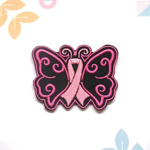 Breast Cancer Awareness Patch Embroidered Iron-on Support Event Patch for Vest, Backpack, Fundraising Gift, Cause Patch, Butterfly, Survivor