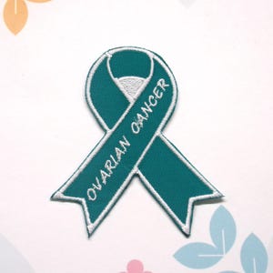 Ovarian Cancer Awareness Teal Ribbon Patch Embroidered Iron-on Support Event Patch for Vest & Backpack, Fundraising Gift, Cause Patch