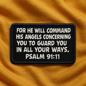 Bible Verse Patch/Psalm 91:11 Patch/Iron-On Patch/Christian Religious Embroidered Sew-On Applique for Hat/Backpack/Jackets, Gifts for Her