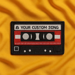 Custom Vintage Cassette Tape 90's Patch, Custom Name Patch, Rainbow Music Embroidered Iron On Patch, Hook & Loop Patches for Backpacks Hats