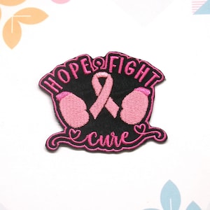 Hope Fight Cure Patch Embroidered Iron-on Support Event Patch for Vest & Backpack, Fundraising Gift, Cause Patch, Breast Cancer Survivor