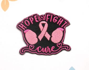 Hope Fight Cure Patch Embroidered Iron-on Support Event Patch for Vest & Backpack, Fundraising Gift, Cause Patch, Breast Cancer Survivor