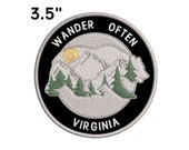 Bear Sightings Virginia Embroidered Patch Iron-On Nature DIY Applique, Adventure Badge Travel Souvenir Gift, Wildlife Animal, Vest Clothing
