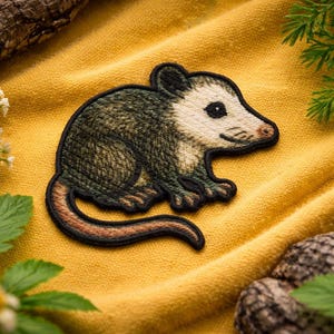 Opossum Applique Patch - Cute Possum Marsupial Animal Badge 2.75" (Iron on)