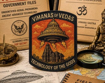 Vimanas of the Vedas Patch/Iron On Patch/Paranormal Badge/Technology of the Gods/Government Secrets & Cover-Ups/Sew-On Applique for Clothing