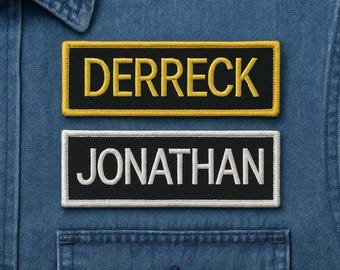 Custom Name Patch/Embroidered Nametag Patch/Personalized Name Tag Patch/Iron-On Patch for Clothing, Backpack/Embroidery/6"x2"/Biker Patch