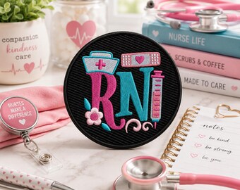 RN Nurse Patch Embroidered Iron-on Applique for Uniform, Backpack, Clothing, Badge for LPNs & Nursing Grads, Nurse Appreciation Week Gift