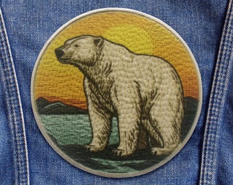 Polar Bear Patch/Nature Badge/Iron-On Patch/Sew-On Applique for Backpacks, Clothing Patch/Camping Gear Patch/Hiking Patch/Wildlife Patch