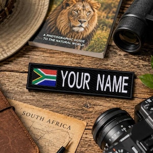 Custom Name Patch/South African Flag Patch/Personalized Name Tag Patch/Iron-On Embroidered Patch Applique for Uniform/Costume/Vest/Backpack
