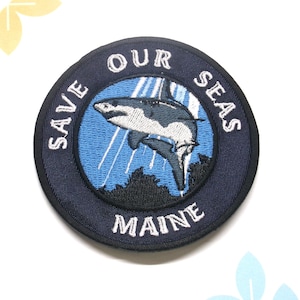 Save Our Seas Patch Embroidered Iron-On Applique for Tote Bags & Clothing, Beach Patch, Patch for Backpacks, Diving Patch, Surfer Patch