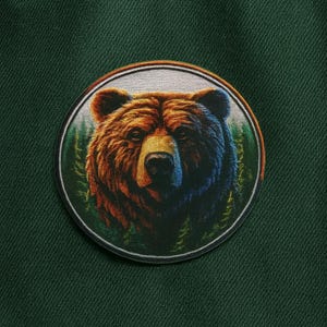 Iron-on Grizzly Bear Patch /Bear Badge/Decorative Patch/DIY Embroidery/Embroidered Applique/Animal Lover Gift/Yellowstone Park Patch/Sew-on