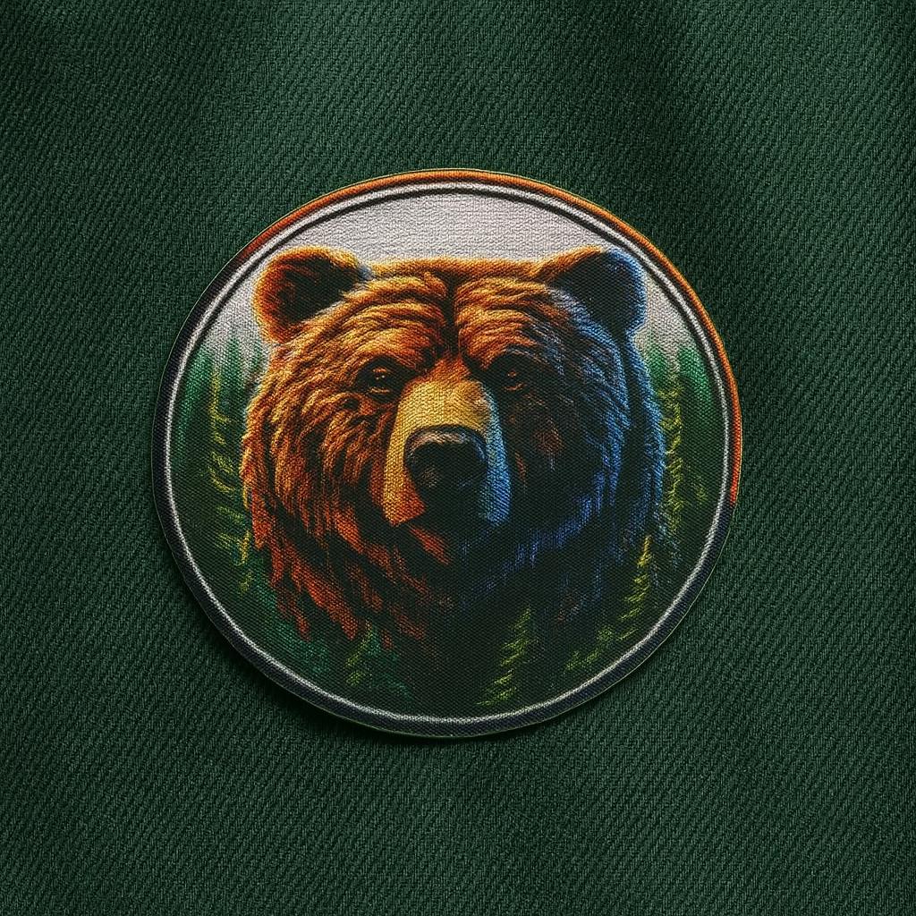 Brown Grizzly Bear Applique Patch – 2.25" Iron-On – USA Made – Athena Brands