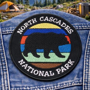 North Cascades Patch/Iron-On Patch/Nature Badge/Camping & Hiking/Souvenir Gift/Embroidered Sew-On Applique for Clothing Vest/Jacket Backpack