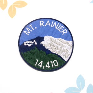 Mt. Rainier Patch Embroidered Iron-On Applique for Backpacks & Jackets, Mountain Patch, Nature Badge, Wildlife Patch, Gear Patches, Travel