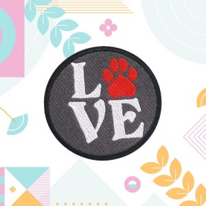 Dog Paw Patch/Iron-on Patch/Animal Badge/Love Patch/Family Pet/Decorative Patch/DIY Embroidery/3&quot; Embroidered Applique/Animal Lover Gift