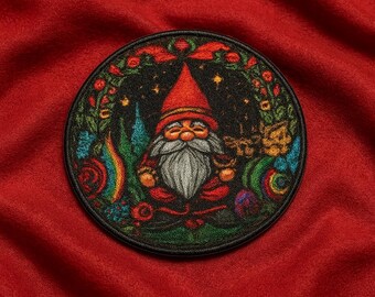 Gnome Patch/Iron-On Patch/Decorative Christmas Holiday Decor Gift/Sew-on Applique for Clothing, Vest/Jacket, Hat, Stockings, Backpack, Bags