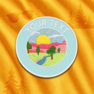 Benutzerdefinierter Namensaufnäher "Ihr Text" gesticktes Aufbügler Personalisieren Namensschild Applikation für Kleidung & Rucksäcke, Naturabenteuer, Bergbäume