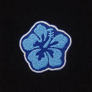 Blue Hibiscus Flower Patch/Iron-on Patch//Nature Lover Gift/Garden Crafts/Embroidered Sew-On Applique for Clothing Vest/Jacket Backpack