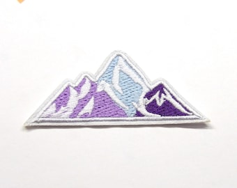 Mountain Patch Embroidered Iron-On Applique for Backpacks & Clothing, Outdoor Adventure Patch, Nature Hiking Trail, Camping in Forest Trees