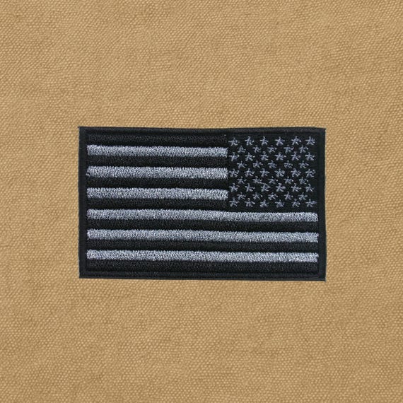American Flag Patch Reverse USA Black & Grey Embroidered