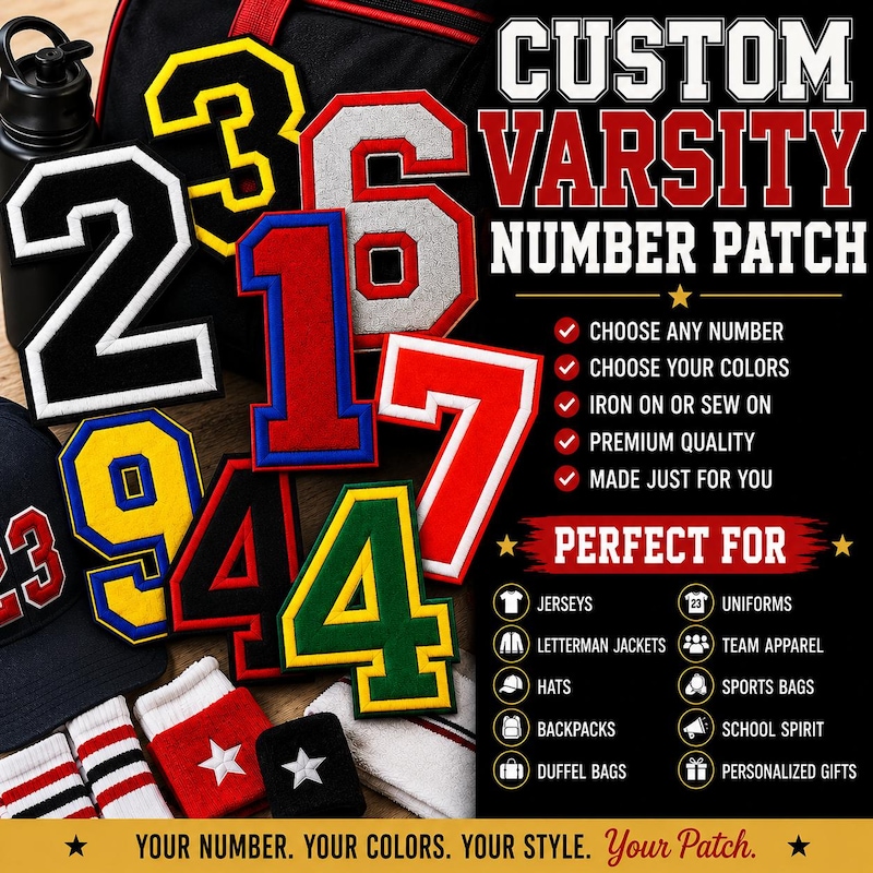 Custom Varsity Number Patch - Etsy