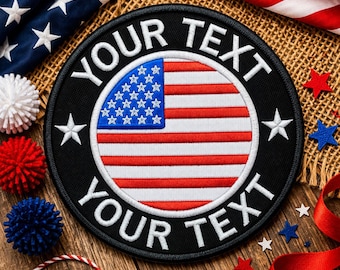 Custom US Military Name Patch, Custom Name US Flag Patch, Sew on/Iron On/Hook & Loop Patches for Jacket Backpack Hats, 4th of July Patch