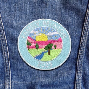 Custom Name Patch &quot;Your Text&quot; Embroidered Iron-On Personalize Name Tag Applique for Clothing & Backpacks, Nature Adventure, Mountain Trees