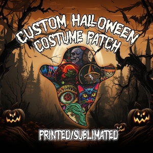 Custom Halloween Photo Patch, Sublimated Patch, Embroidered or Satin Border, Sublimation Dye Printed Twill Patch, Die Cut, Round, Square