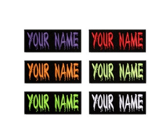 5" W x 2 T" Personalized Halloween Name Embroidered Patch  Iron /Sew On Costume Name Tag Badge for Vest Jacket Bag Clothing Goblins Ghosts