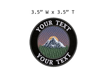 CUSTOM "YOUR TEXT" Mountains Moon Stars Embroidered Patch diy Iron On/Sew On Applique Nature Adventure Badge Emblem Hike Camp, Clothing Vest