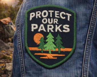 Protect Our Parks Patch/Nature Badge/Iron-On Patch/Camping & Hiking/Wildlife Animals/Sew-On Applique for Clothing Vest/Jacket Backpack Hats