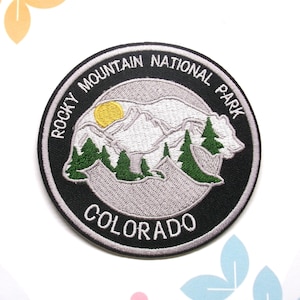 Rocky Mountain Patch 3.5" Embroidered Iron-On Applique for Backpack, Jacket, Bear Patch, Mountain Patch, Nature Badge, Camping Patch, Hiking