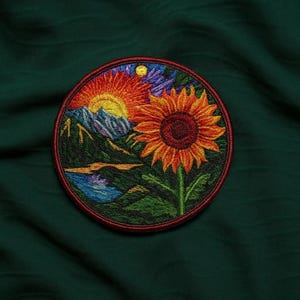 Sunflower Patch/Iron-On Patch/Wildflower Patch, Nature Badge, Garden Flowers/Sew-On Applique for Clothing Backpack Vest/Jacket Hats