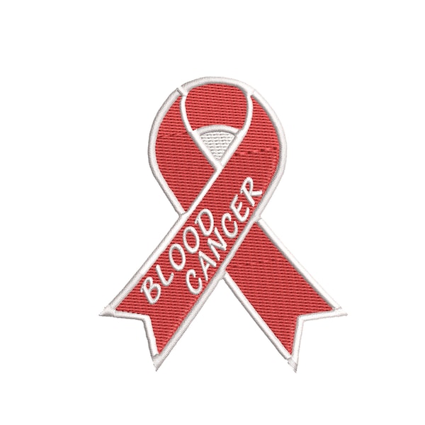 Blood Cancer Awareness Red Ribbon Patch Embroidered Iron-on Applique Vest Jacket Clothing, Nurse Family Friends Help Fundraising