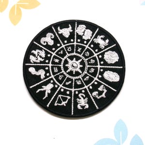Astrology Patch Embroidered Horoscope Sign Applique for Clothing & Bags, Celestial Zodiac Symbol Patch Iron-On for Vest, Totes, Star Signs