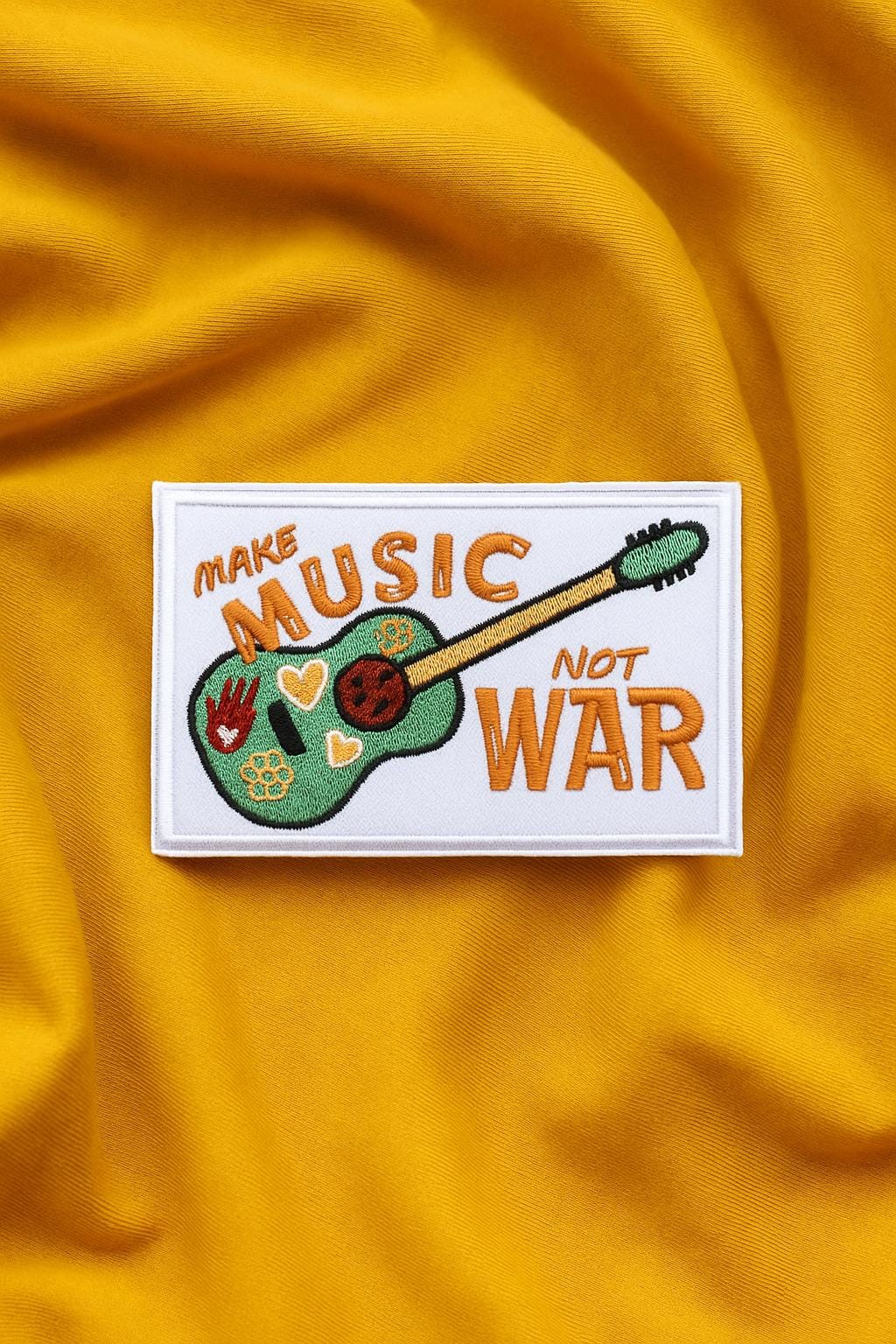Make Music Not War Patch/retro Guitar Badge/iron-on Patch/embroidered ...