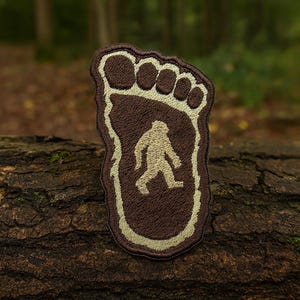 Bigfoot Foot Patch Embroidered Iron-On Applique for Jacket, Backpack, Cryptid Patch, Sasquatch Patch, Folklore Patch, Paranormal Patch, Myth