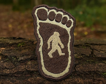 Bigfoot Foot Patch Embroidered Iron-On Applique for Jacket, Backpack, Cryptid Patch, Sasquatch Patch, Folklore Patch, Paranormal Patch, Myth
