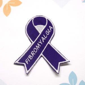 Fibromyalgia Awareness Purple Ribbon Patch Embroidered Iron-on Support Event Patch for Vest & Backpack, Fundraising Gift, Cause Patch