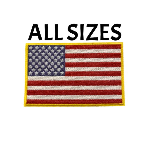 USA US American Flag Patch Fully Embroidered Iron-On DIY Applique Uniform Vest Jacket Clothing Backpack, Patriotic Military Tactical Badge